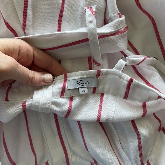Rails Harper‎ Jumpsuit Size XS White Red Reef Stripe Belted Tie-Waist Lyocell - Picture 16 of 16